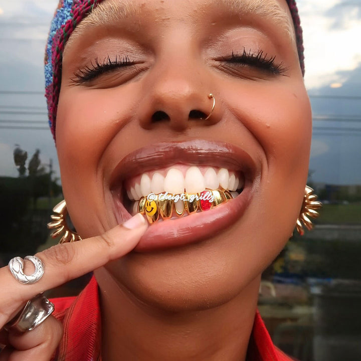 Iced-Out Letter A & Opal Grillz