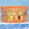 Iced-Out Letter A & Opal Grillz