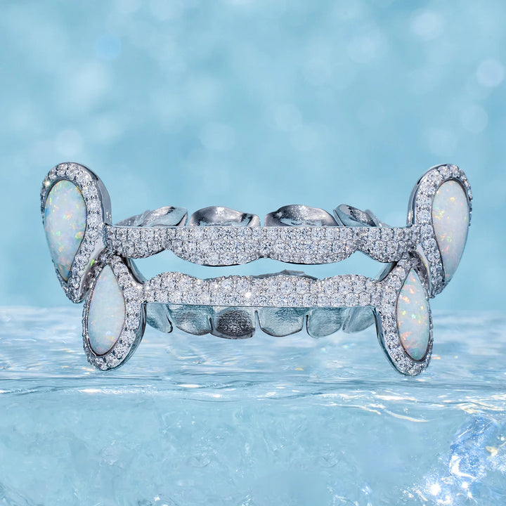Iced 6 Teeth Connecting Bridge Opal Grillz Bar
