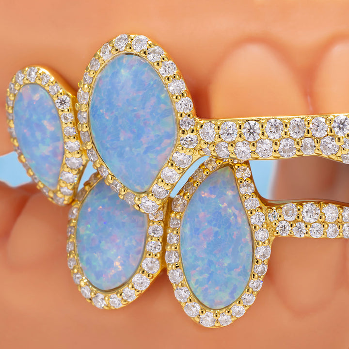 Iced 8 Teeth Connecting Bridge Opal Grillz Bar