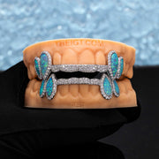 Iced 8 Teeth Connecting Bridge Opal Grillz Bar