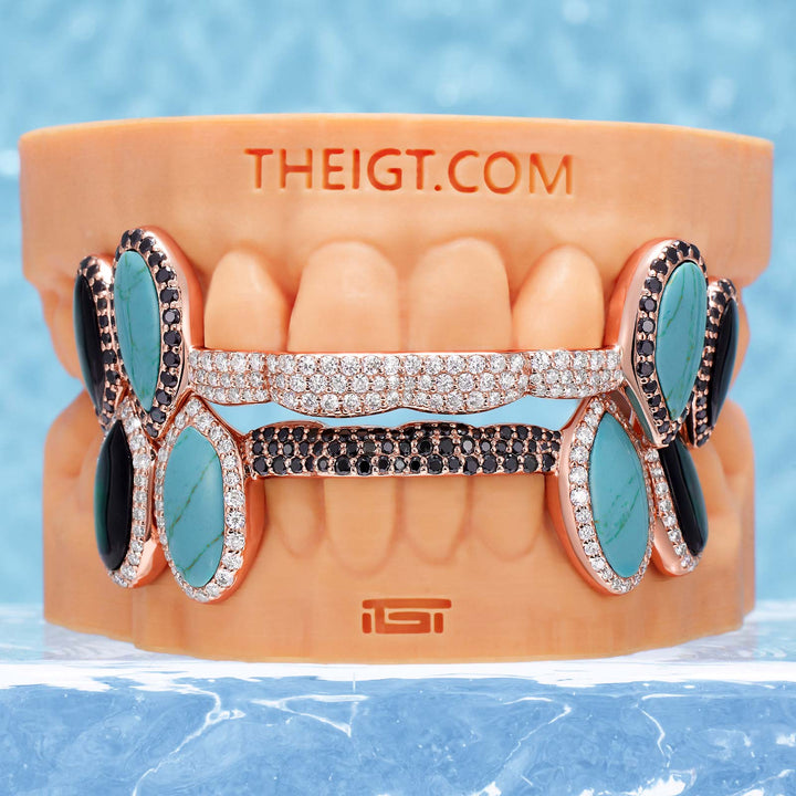 Iced 8 Teeth Connecting Bridge Opal Grillz Bar