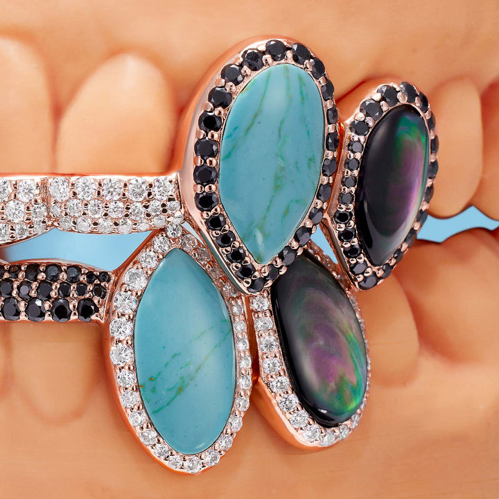 Iced 8 Teeth Connecting Bridge Opal Grillz Bar