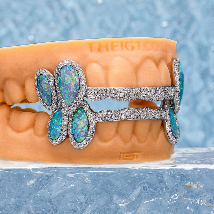 Iced 8 Teeth Connecting Bridge Opal Grillz Bar