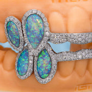 Iced 8 Teeth Connecting Bridge Opal Grillz Bar