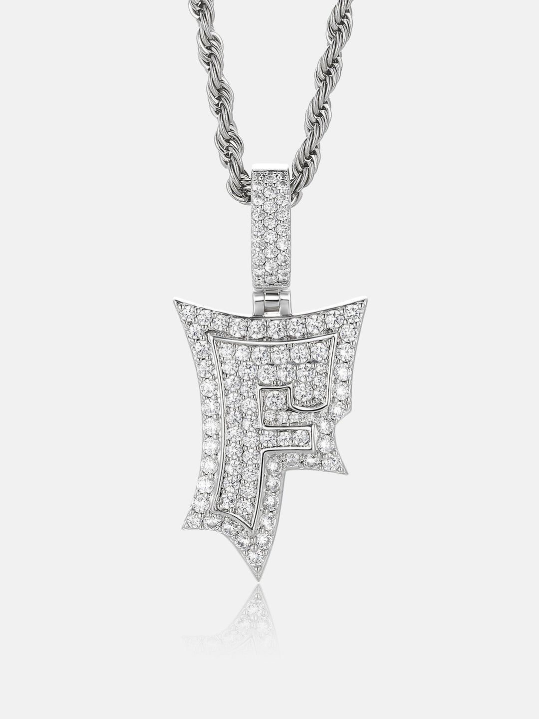 Iced Back Layer F Moissanite Pendant