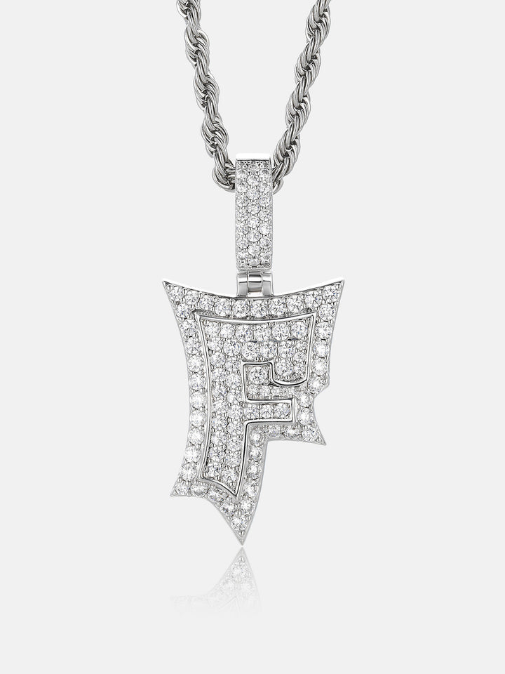 Iced Back Layer F Moissanite Pendant
