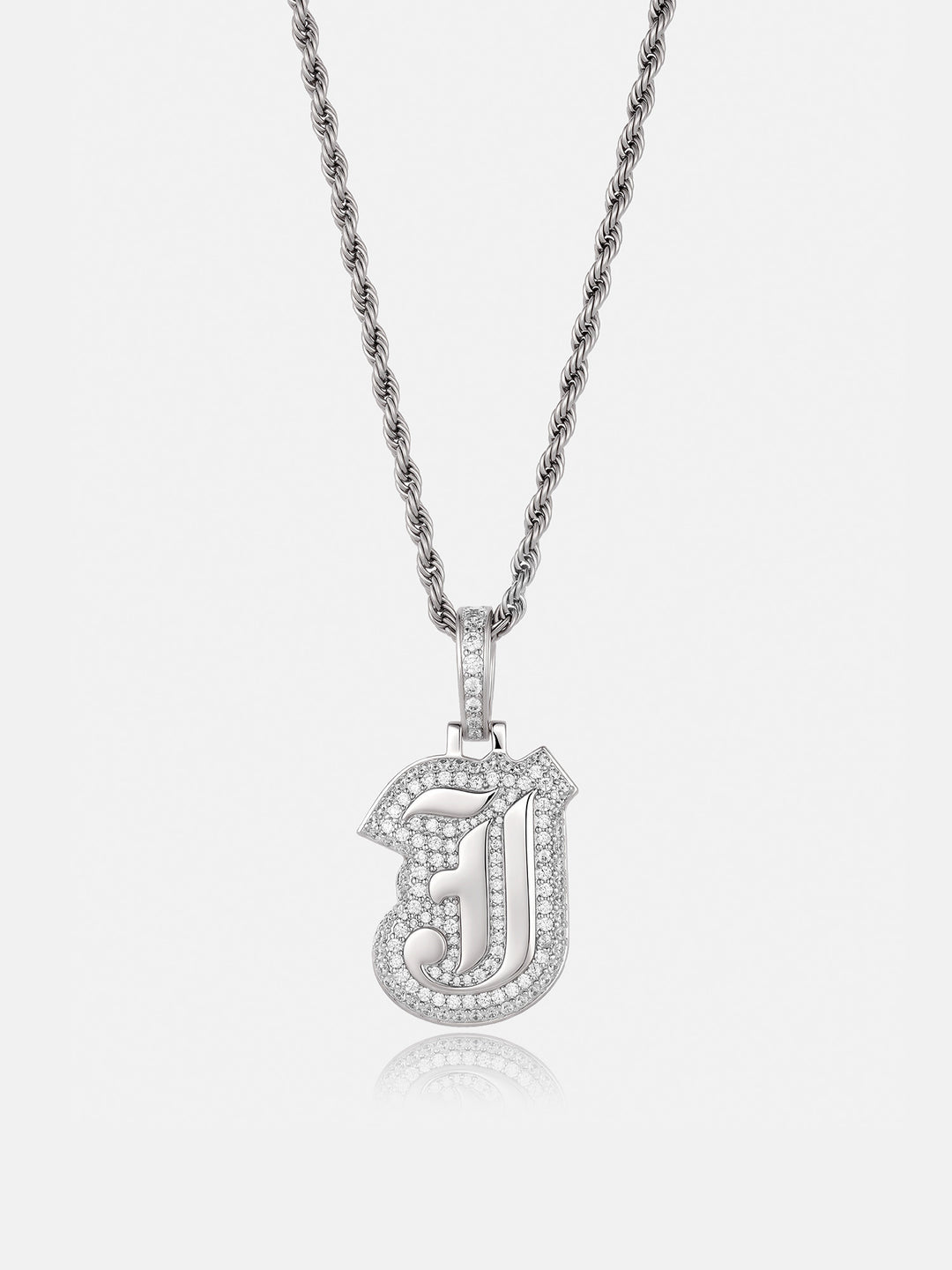 Iced Back Layer J Moissanite Pendant