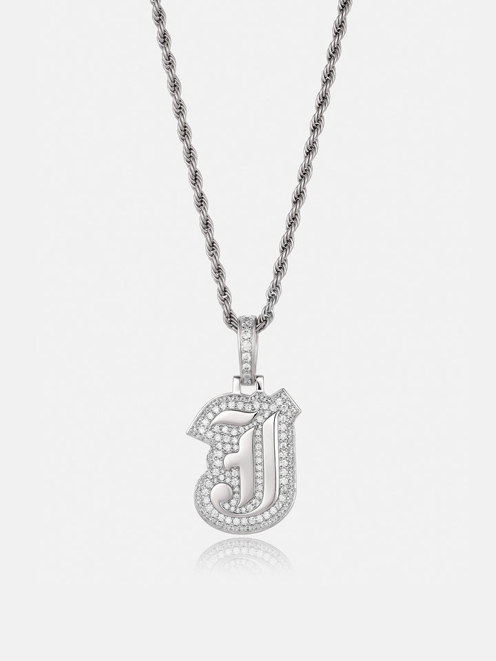 Iced Back Layer J Moissanite Pendant