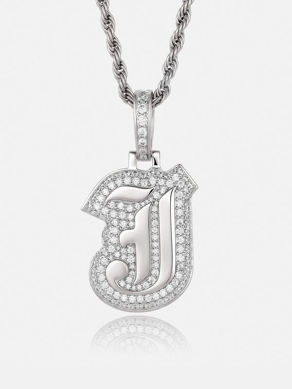 Iced Back Layer J Moissanite Pendant