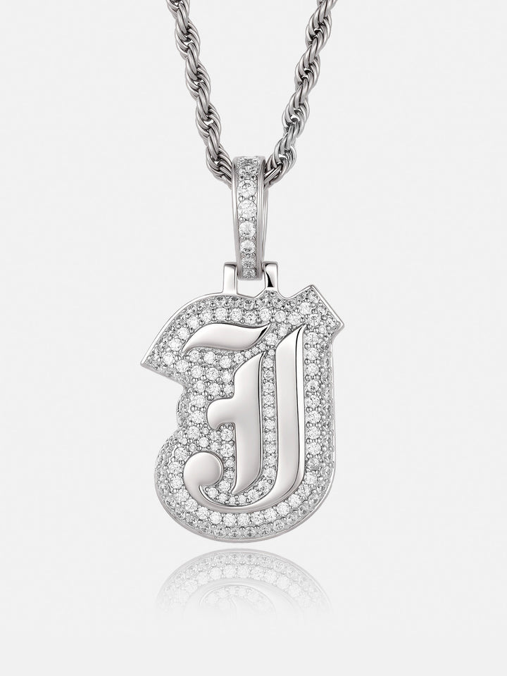 Iced Back Layer J Moissanite Pendant