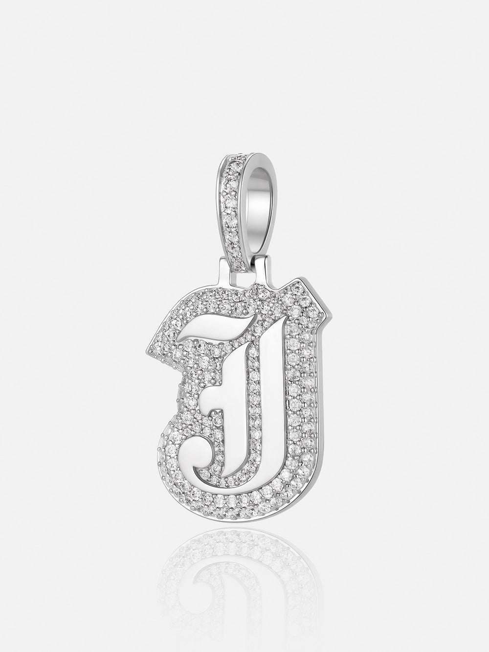 Iced Back Layer J Moissanite Pendant