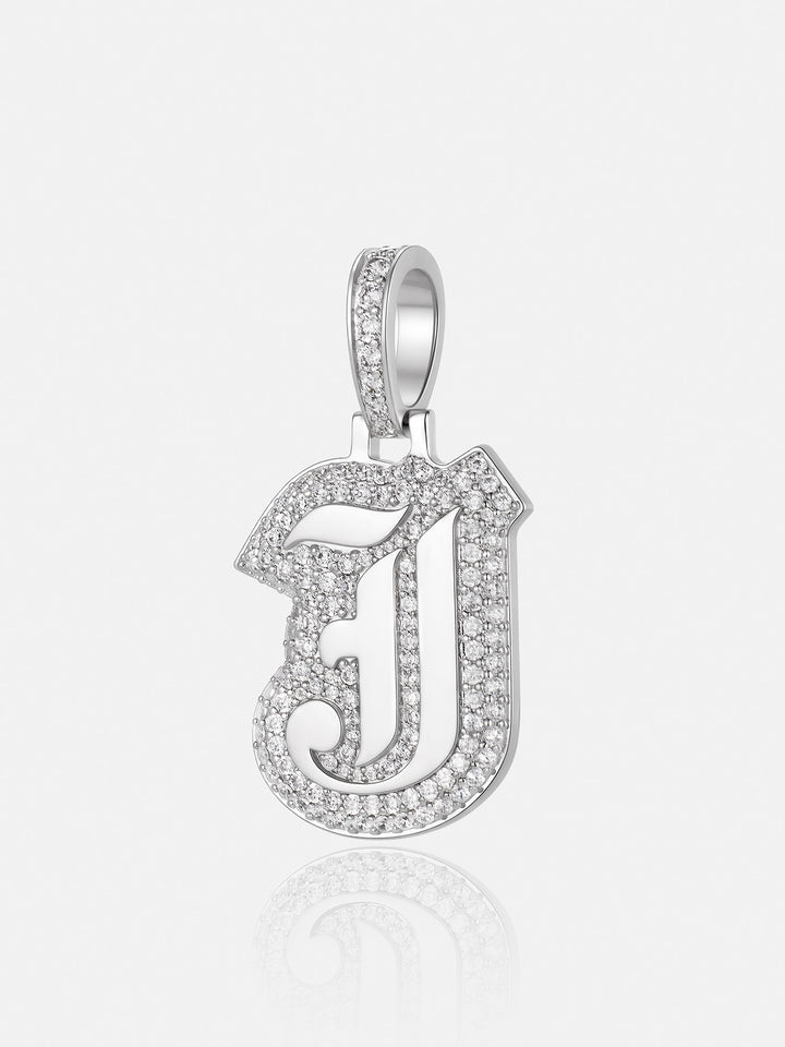 Iced Back Layer J Moissanite Pendant