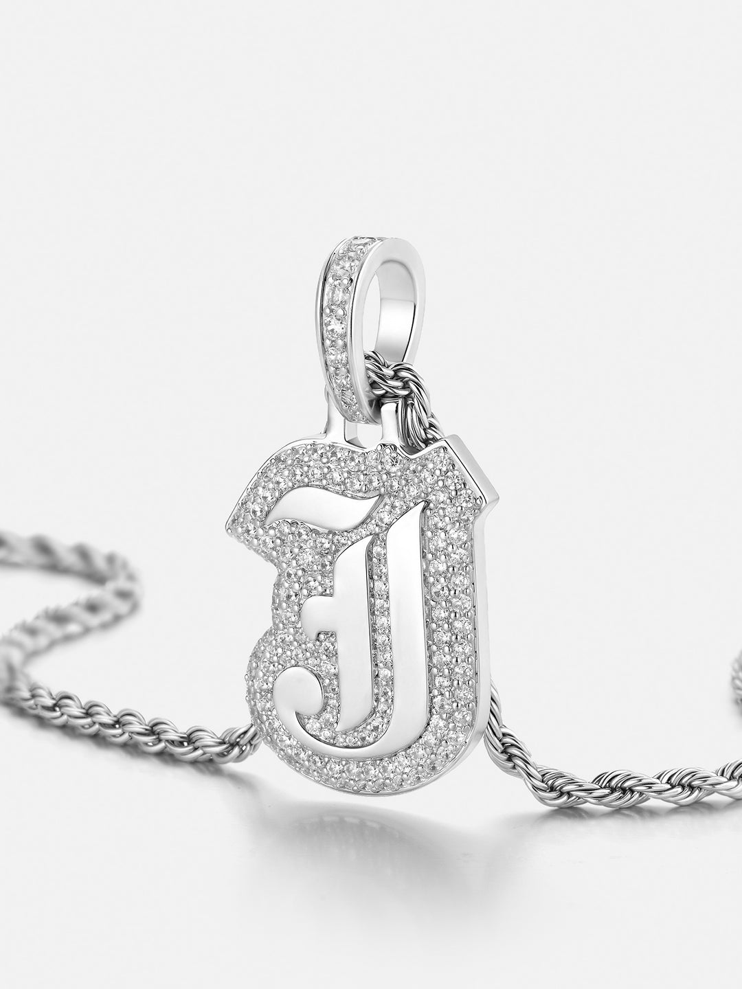 Iced Back Layer J Moissanite Pendant