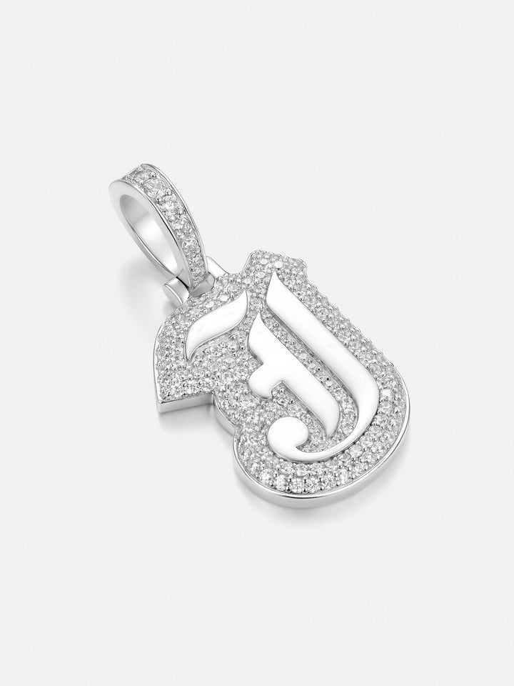 Iced Back Layer J Moissanite Pendant