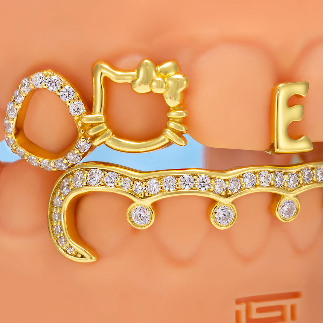 "Iced Kitty" Heart & Initial Custom Grillz
