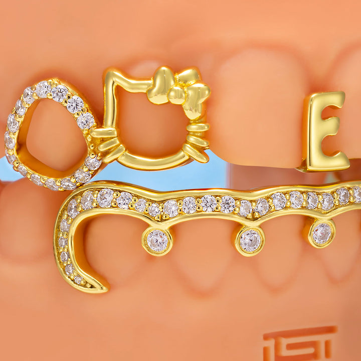 "Iced Kitty" Heart & Initial Custom Grillz