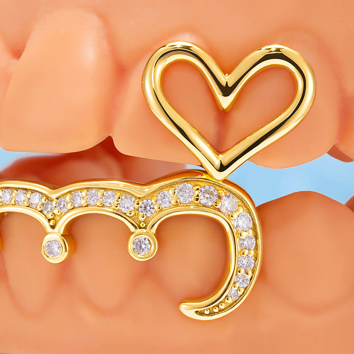 "Iced Kitty" Heart & Initial Custom Grillz