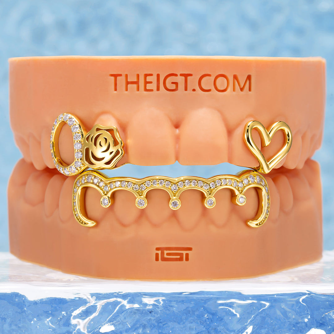 "Iced Kitty" Heart & Initial Custom Grillz
