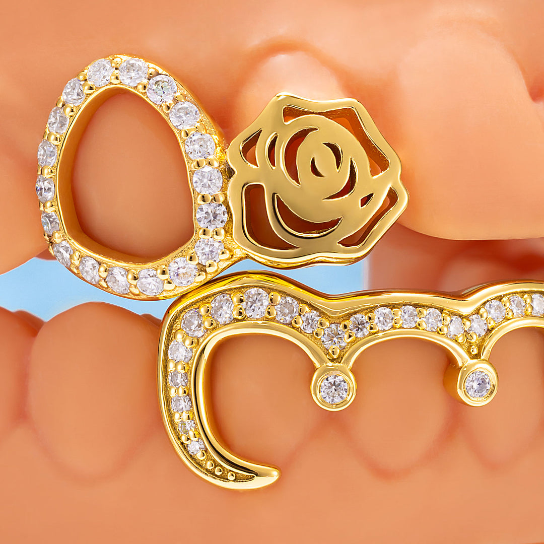"Iced Kitty" Heart & Initial Custom Grillz