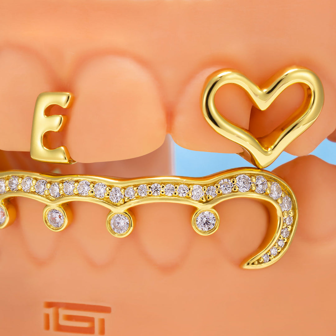 "Iced Kitty" Heart & Initial Custom Grillz