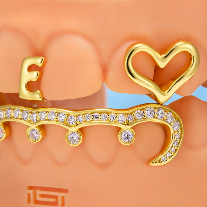 "Iced Kitty" Heart & Initial Custom Grillz