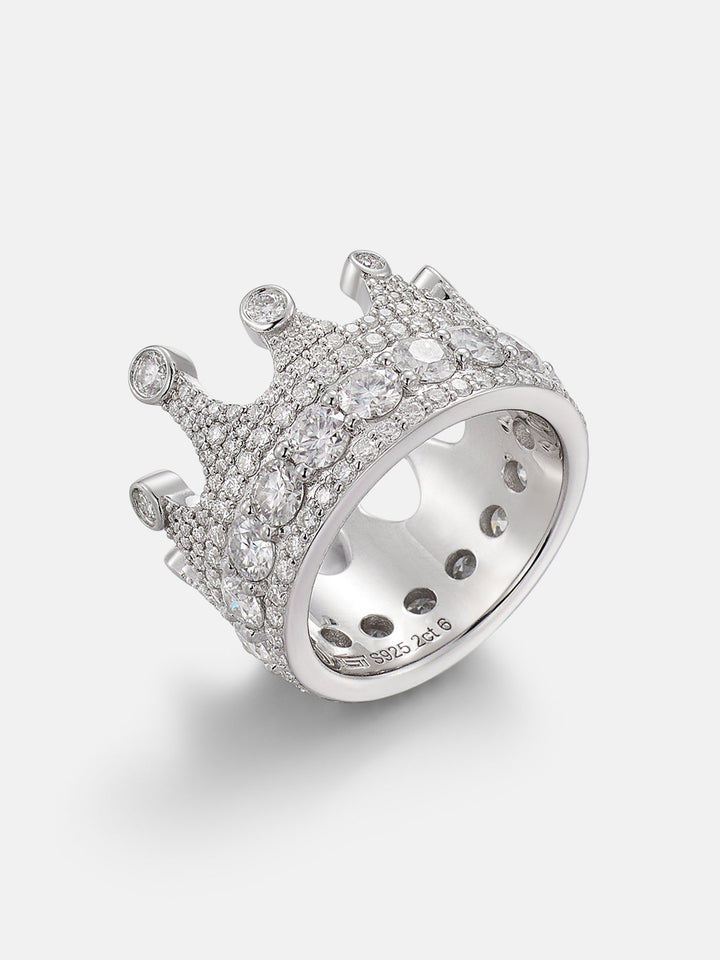 Iced Out Moissanite Crown Ring
