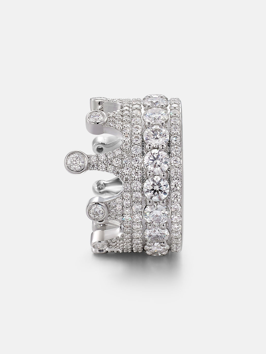Iced Out Moissanite Crown Ring
