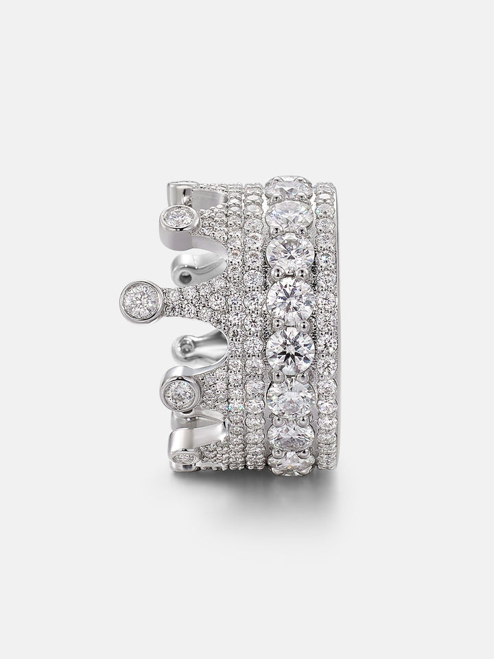 Iced Out Moissanite Crown Ring