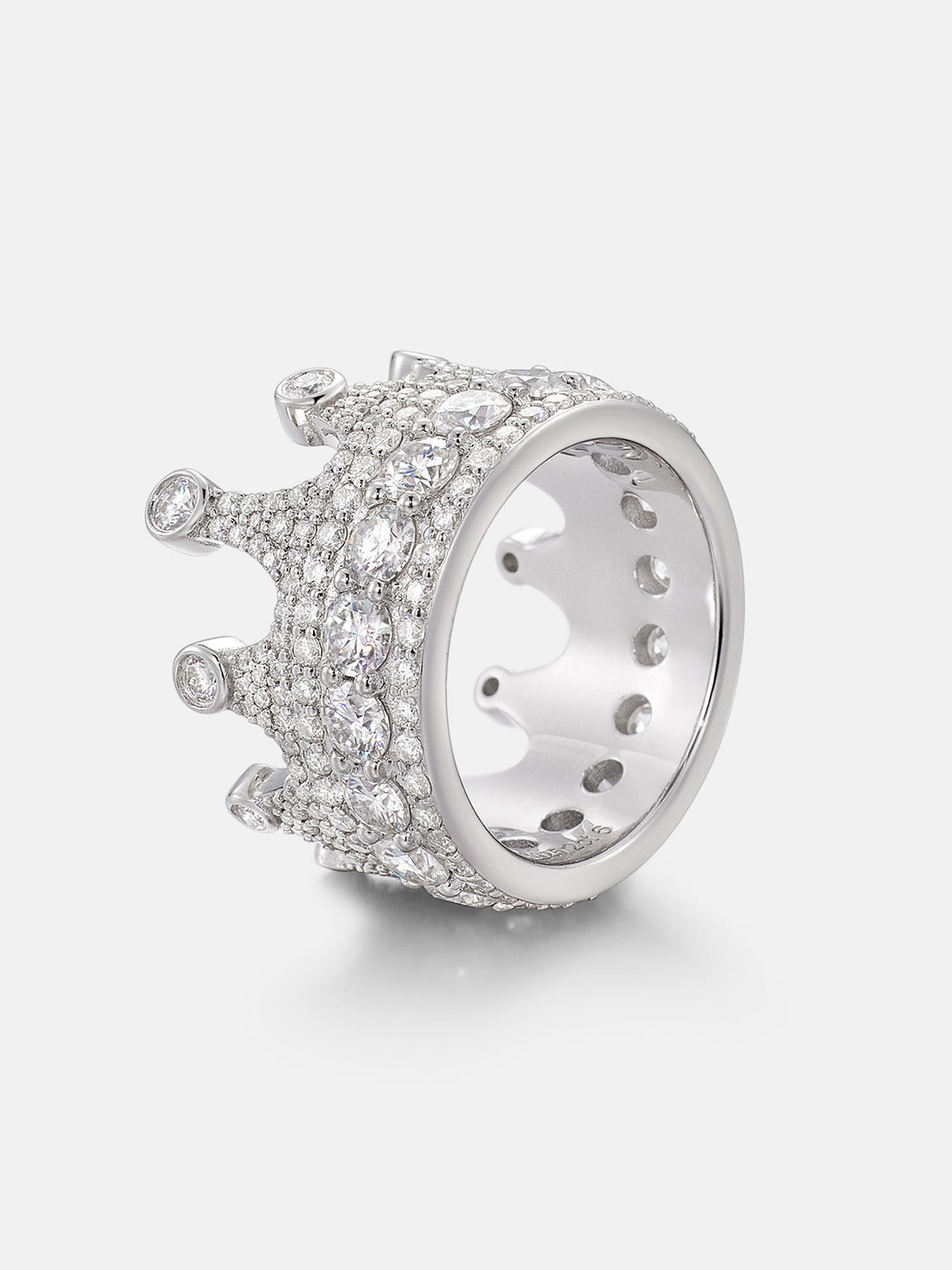 Iced Out Moissanite Crown Ring