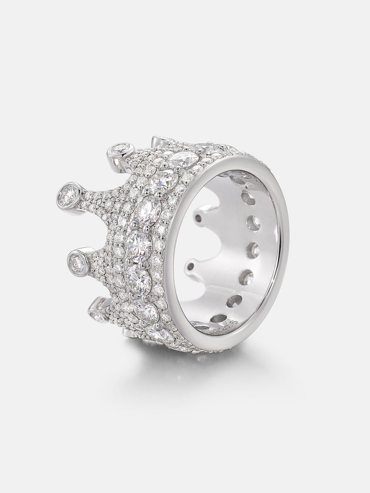 Iced Out Moissanite Crown Ring