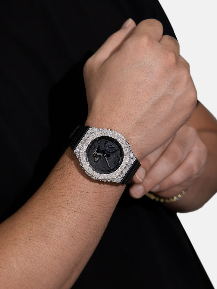 Iced Out Mosaic Setting Moissanite Bezel For GA-2100 Watch