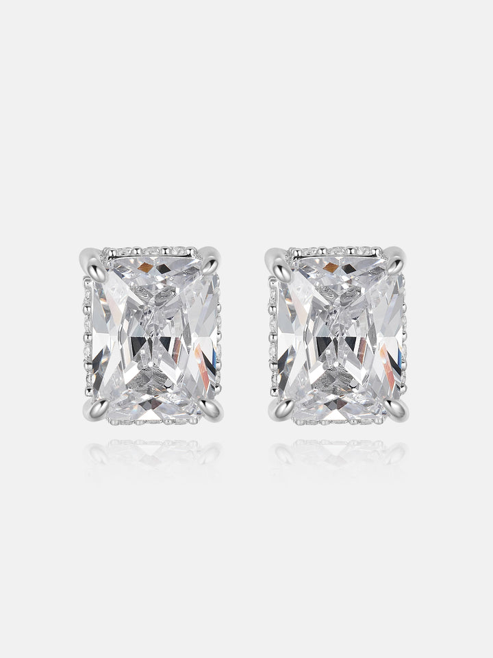 Iced Radiant Cut Moissanite Stud Earrings