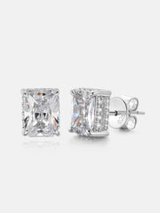 Iced Radiant Cut Moissanite Stud Earrings