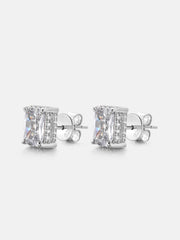 Iced Radiant Cut Moissanite Stud Earrings