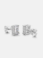 Iced Radiant Cut Moissanite Stud Earrings