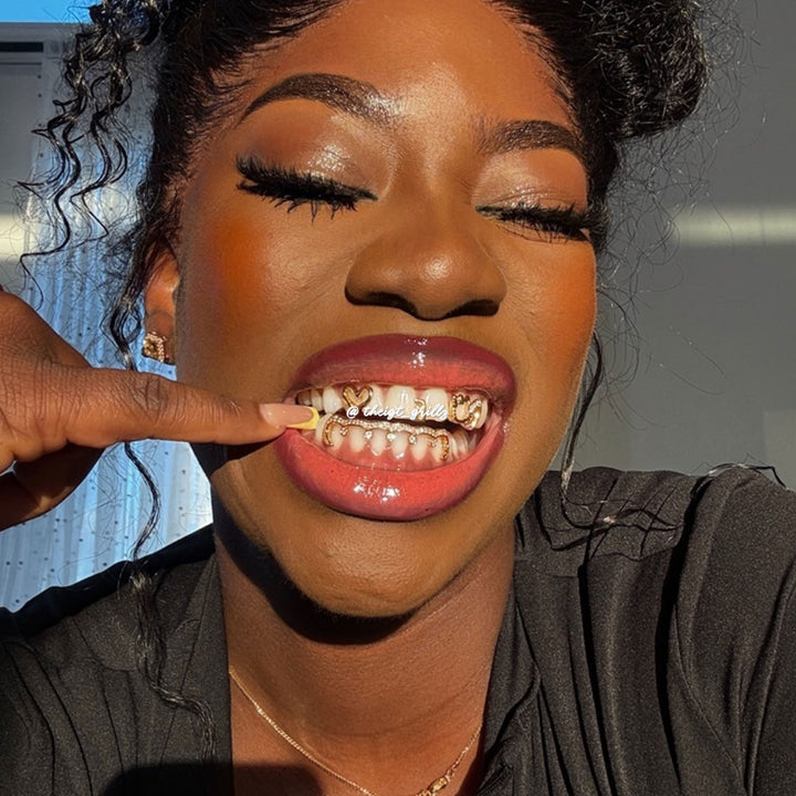 "Iced Kitty" Heart & Initial Custom Grillz