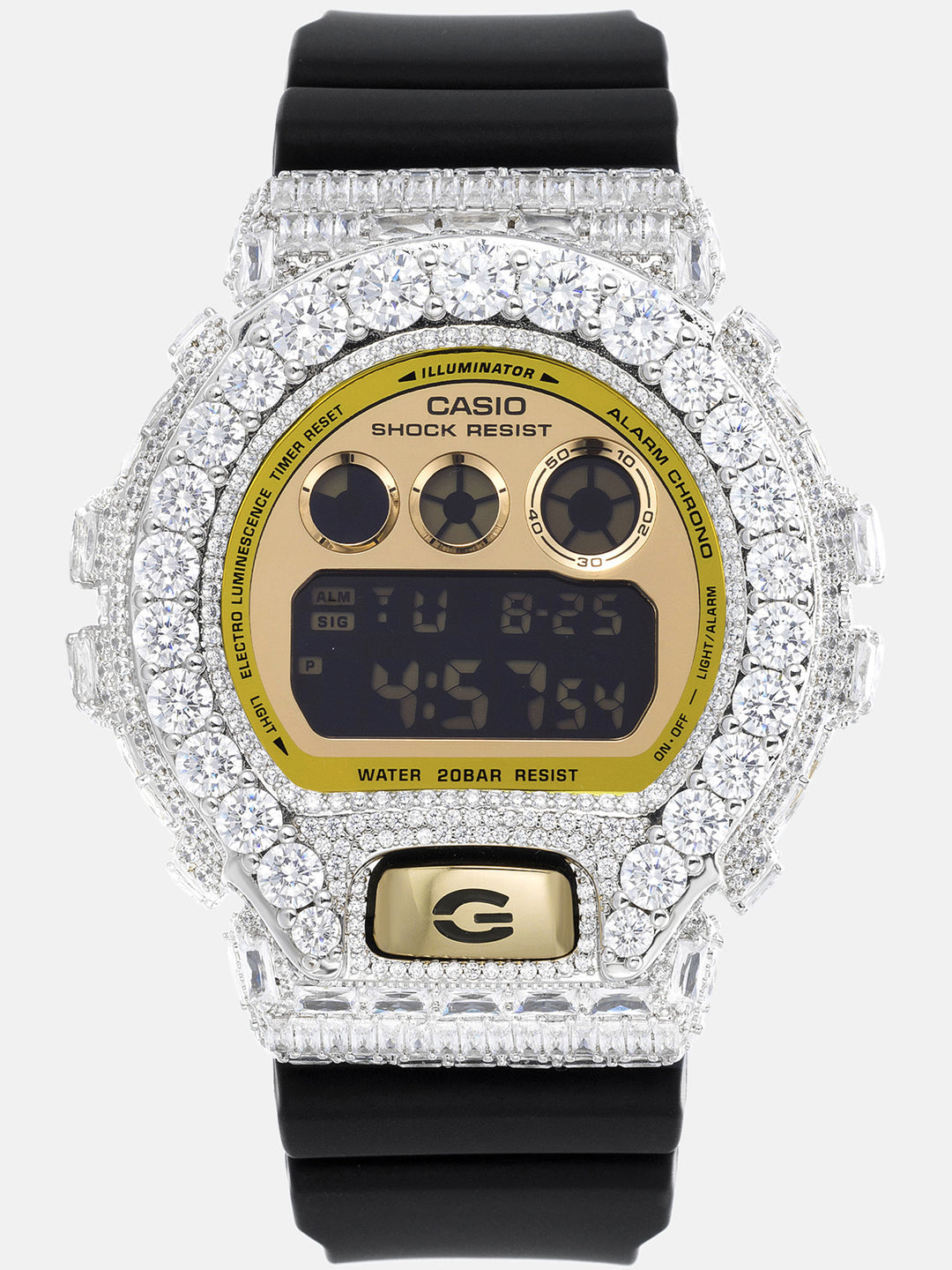 Iced Out Round & Baguette Moissanite Bezel For GM-6900G-9 Watch - ICEGIANT
