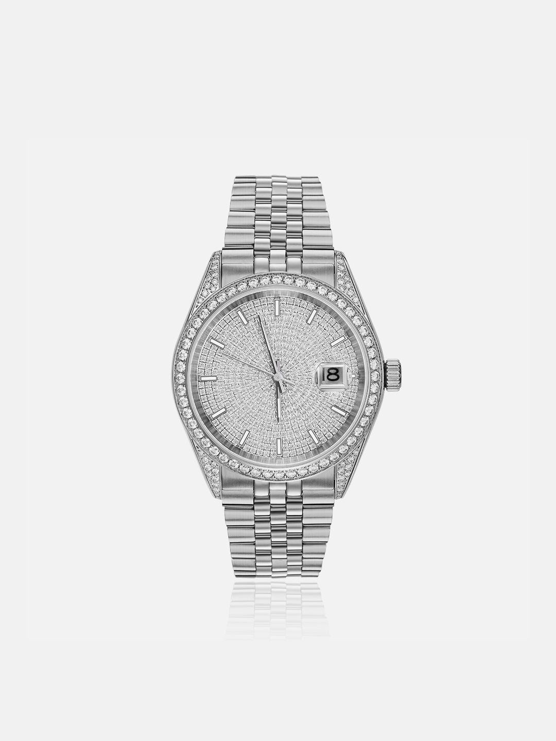 Iced Out Round Cut Moissanite Watch