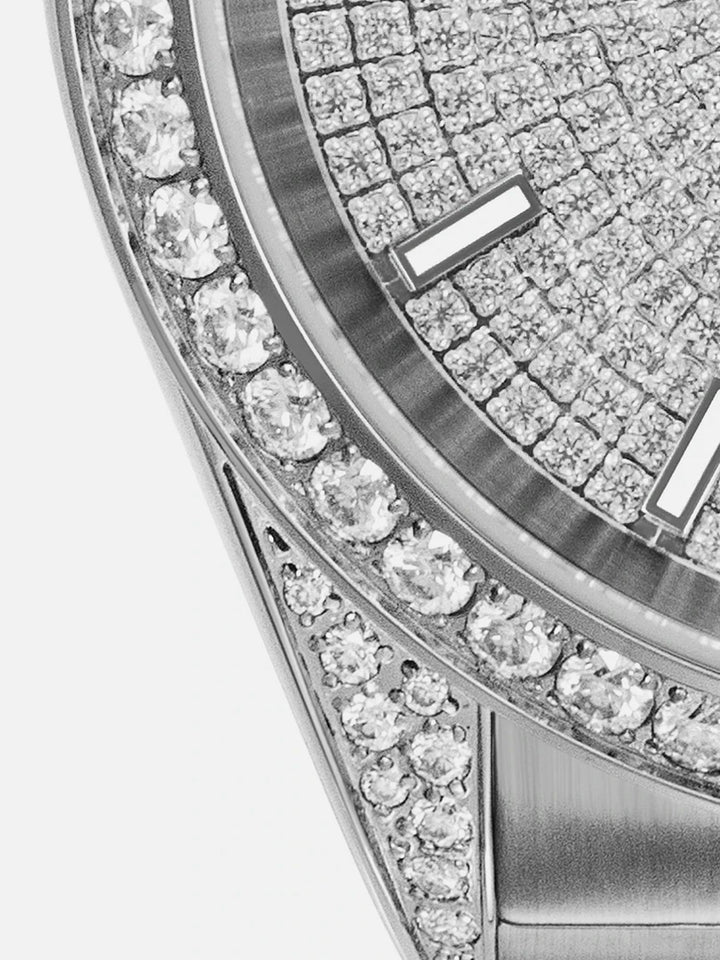 Iced Out Round Cut Moissanite Watch