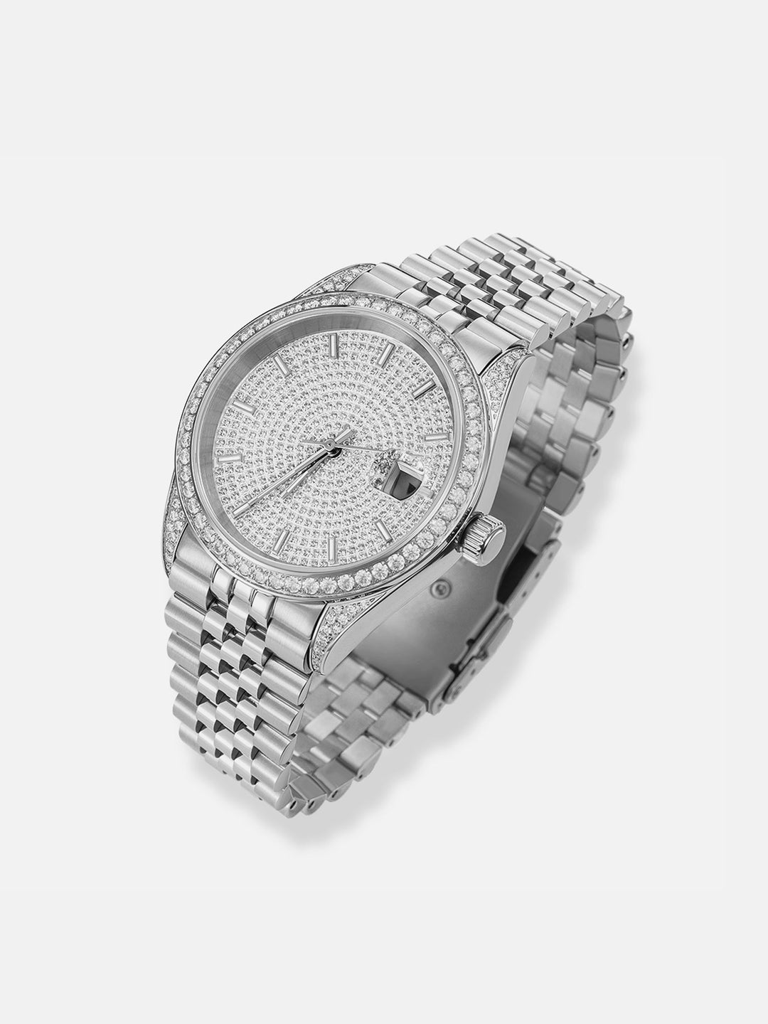 Iced Out Round Cut Moissanite Watch