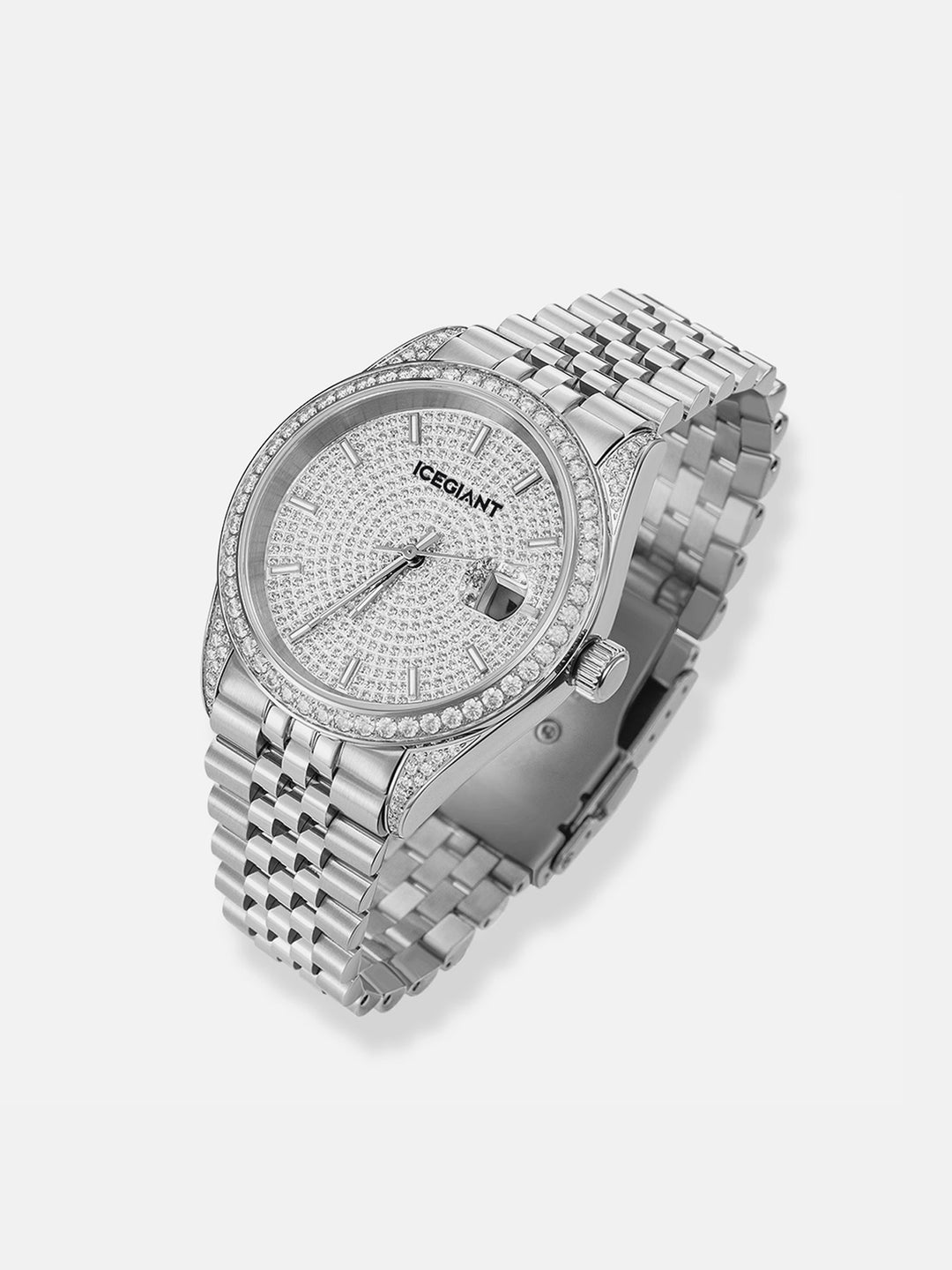 Iced Out Round Cut Moissanite Watch