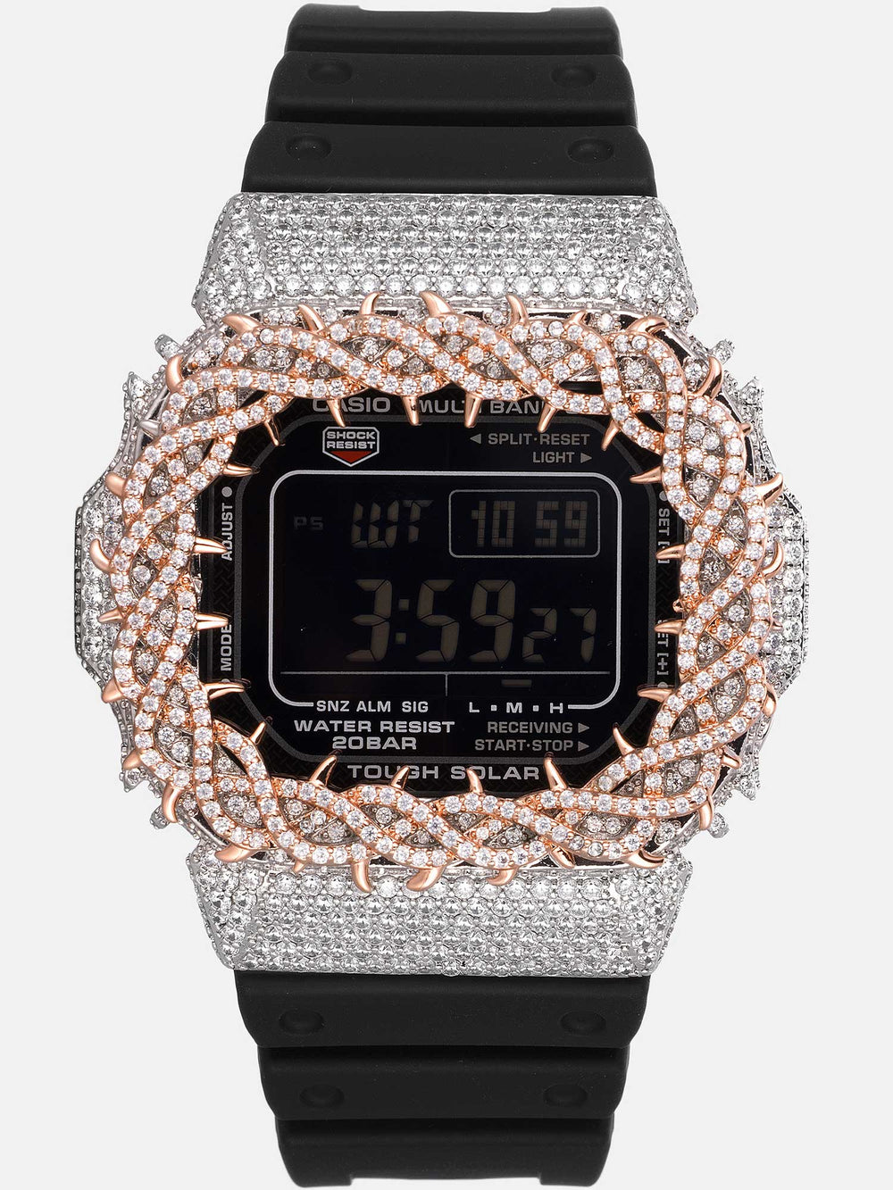 Iced Two-Tone Thorns Moissanite Bezel For GW-M5610U-1B Watch