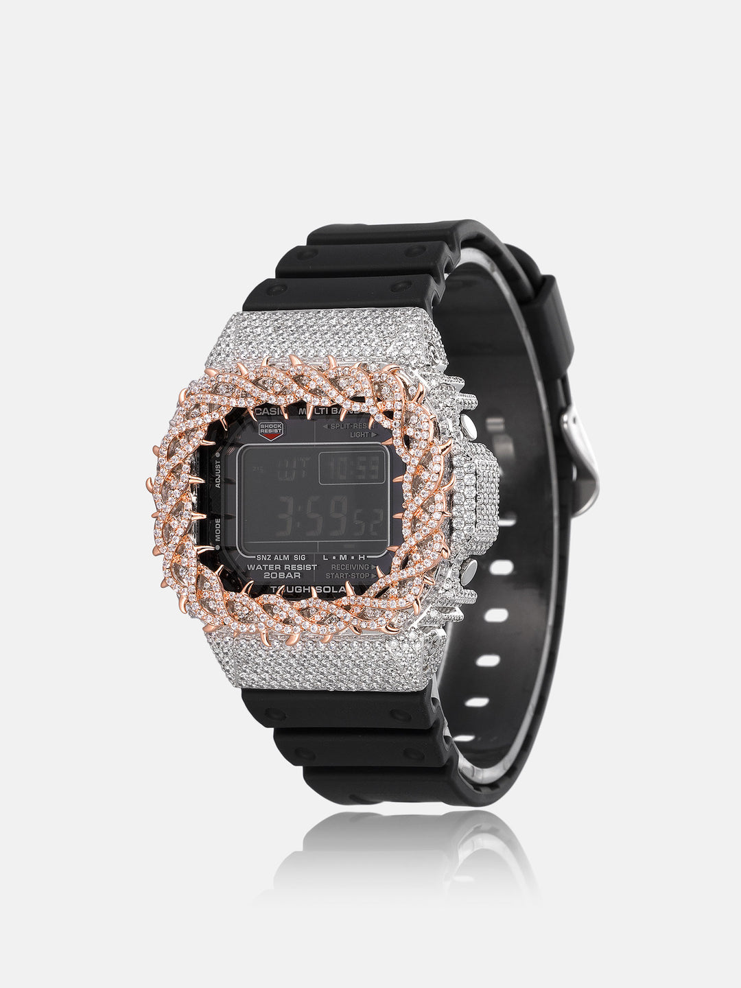 Iced Two-Tone Thorns Moissanite Bezel For GW-M5610U-1B Watch