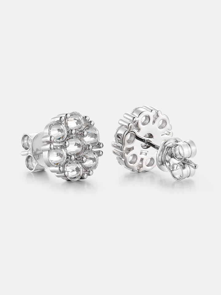 Spike Cluster Studs featuring inverted Moissanite stones set in sterling silver