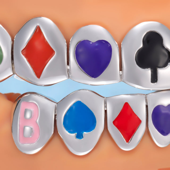 "JBR" Poker Suits Multi Color Enamel Grillz