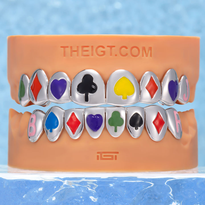 "JBR" Poker Suits Multi Color Enamel Grillz