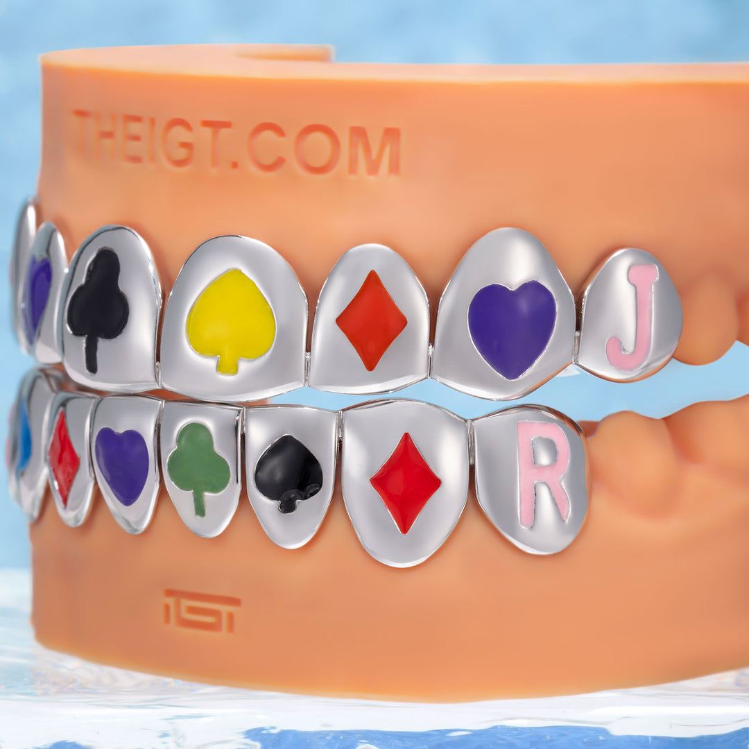"JBR" Poker Suits Multi Color Enamel Grillz