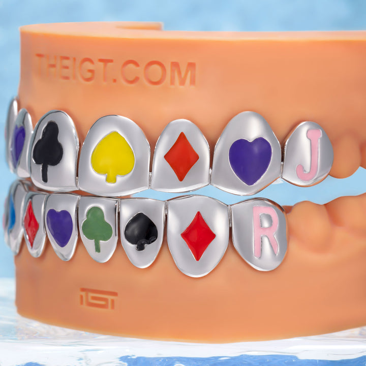 "JBR" Poker Suits Multi Color Enamel Grillz