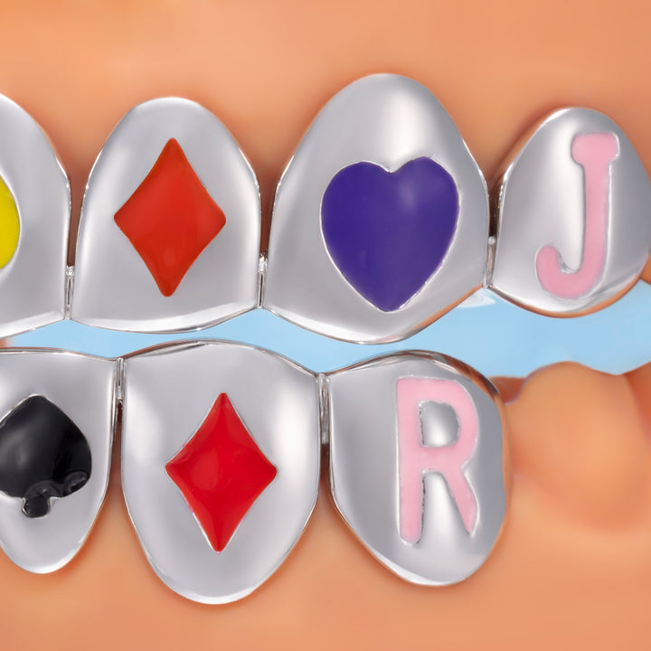 "JBR" Poker Suits Multi Color Enamel Grillz